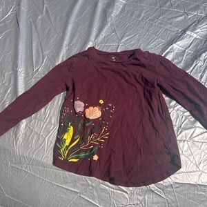 Dip Girls Long Sleeve Floral Top Size M (8–10) Burgundy